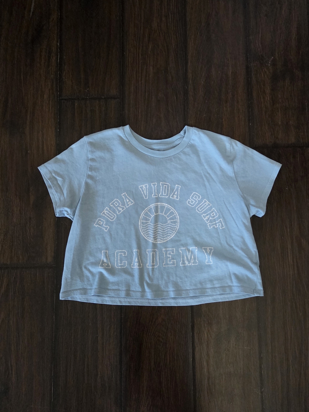 Pura Vida Women's Light Blue Surf Academy Cropped Tee